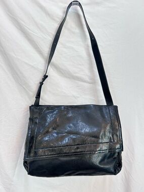 Zara Patent Faux Leather Oversized Black Shoulder Bag